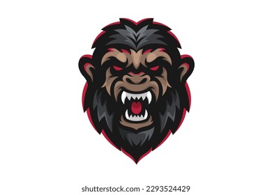 Gorilla head mascot logo cartoon vector illustration design