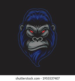 Gorilla Head Mascot Vector Illustration