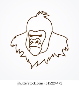 Gorilla Head outline graphic vector.
