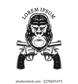 gorilla head and pistol drawing