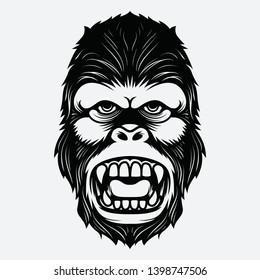 Gorilla head roar detail vector 