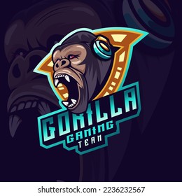 gorilla head shield mascot logo good use for symbol identity emblem badge and more