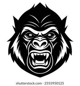 Gorilla head silhouette vector element illustration.