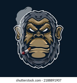Cabeza De Gorila Con Ilustración De Humo