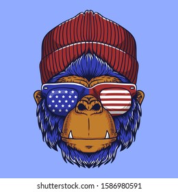 Gorilla head USA vector illustration for your company or brand