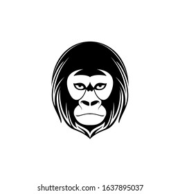 gorilla head vector graphic illustration black and white