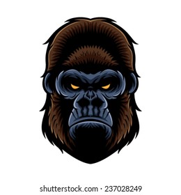 gorilla head vector graphic illustration with color
