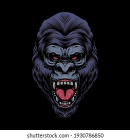 the gorilla head vector illustration