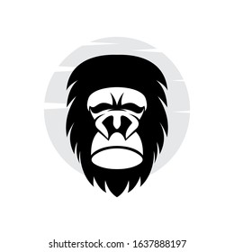 Gorilla head vector logo element. On  background.