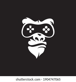 gorilla head vector logo, 
Vector logo illustration, ferocious gorilla head on black background