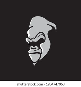 gorilla head vector logo, 
Vector logo illustration, ferocious gorilla head on black background