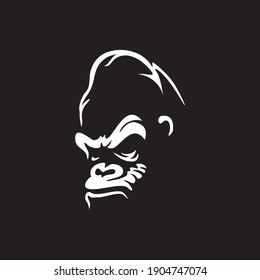 gorilla head vector logo, 
Vector logo illustration, ferocious gorilla head on black background