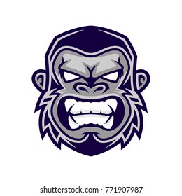 Gorilla head vector, monkey head vector, ape face logo