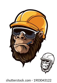 Gorilla Head Worker Helmet Glasses