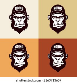 Gorilla heads, four gorillas, free vector