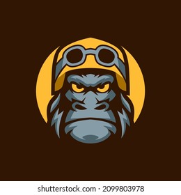 Gorilla Helmet Motorcycle Logo Templates