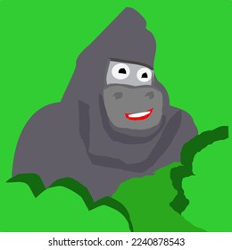 Gorila Escondiéndose Detrás De La Ilustración Del Vector De Hojas