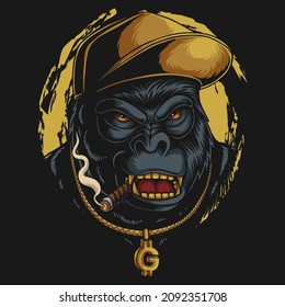 Gorilla Hip hop vector illustration for your company or brand