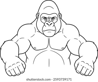 A gorilla with his arms outstretched coloring page