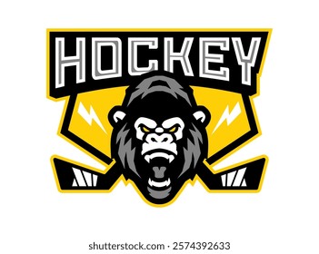 GORILLA HOCKEY SPORT MASCOT LOGO