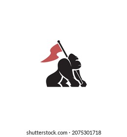 gorilla holding flag logo design