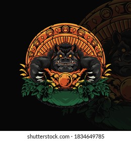 ilustración de gorila luna gigante, adecuada para el diseño de camisetas, afiches y negocios relacionados