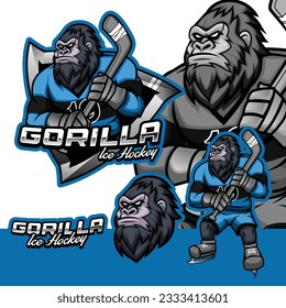 Gorilla Ice Hockey Mascot Logo Cartoon für Sport Team und Business