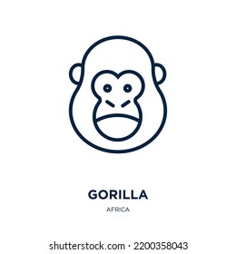 gorilla icon from africa collection. Thin linear gorilla, animal, monkey outline icon isolated on white background. Line vector gorilla sign, symbol for web and mobile