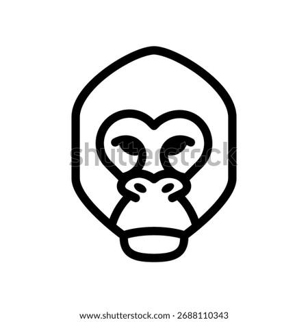 Gorilla Icon Animals Head, Line Design Style Vector