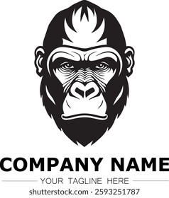 gorilla icon company logo black and white vector image illustration
