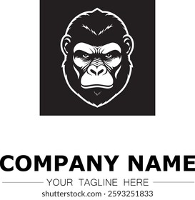 gorilla icon company logo black and white vector image illustration