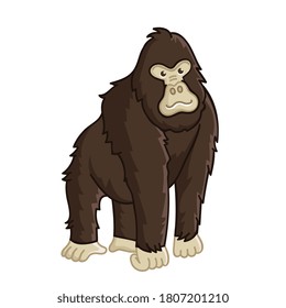 Gorilla icon. Isolated wild strong ape. Cute primate mammal cartoon character icon. Vector wildlife exotic gorilla monkey animal