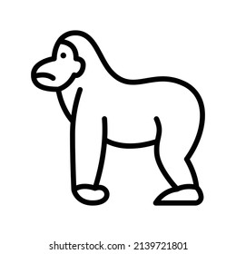 Gorilla Icon. Line Art Style Design Isolated On White Background