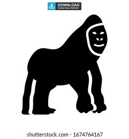 Icono de gorila o logotipo símbolo de signo aislado ilustración vectorial - iconos vectoriales de estilo negro de alta calidad
