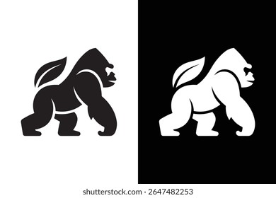 Ícone do Gorila no fundo branco Ilustração de arte vetorial no fundo branco.