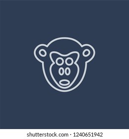 Gorilla icon. Trendy flat vector line Gorilla icon on dark blue background from animals collection. 