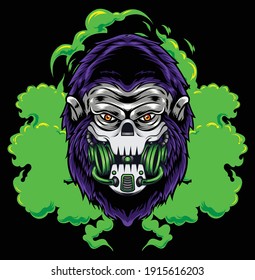 Gorilla illustration with gas mask available for your custom project