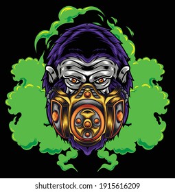 Gorilla illustration with gas mask available for your custom project