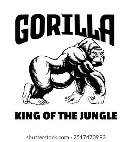 Gorilla Illustration T-Shirt Design Vintage