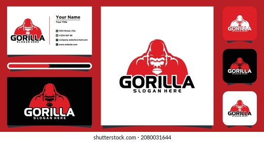 Gorilla Illustration Vector Logo Template. Logo design and business card