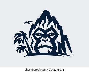 Gorilla And The Island. Can Be Used For Your Business Logo.