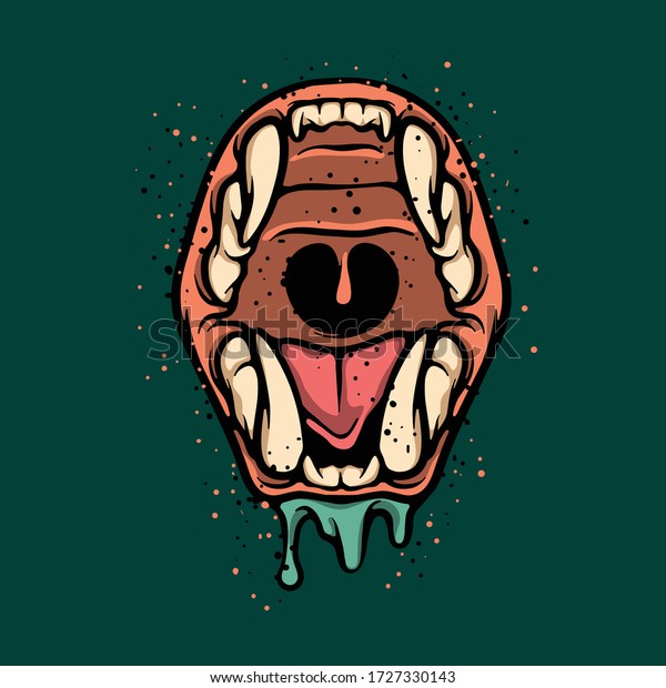 ゴリラジョー 激しい動物の口のベクター画像コンセプト 口 歯 大きな牙のイラスト のベクター画像素材 ロイヤリティフリー