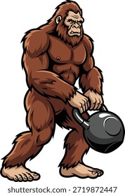 Ilustração de treinamento de força de Kettlebell gorila