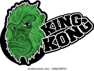 Gorilla King kong Ape primate vector illustration, head king kong