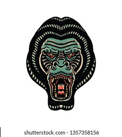 traditional gorilla head tattoo