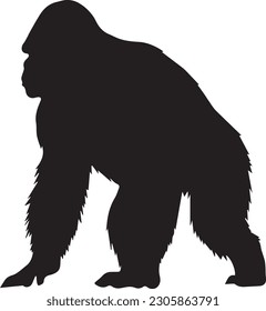 Gorilla king kong silhouettes side stickers black and white vector illustration design