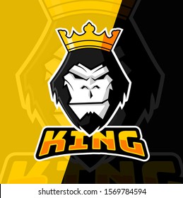 Gorilla King Mascot Esport Logo Design