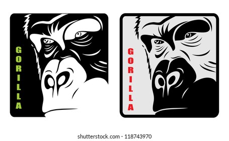Gorilla label - vector illustration