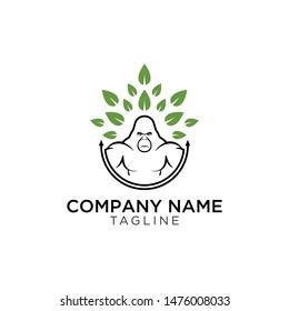 gorilla and leaf concept logo designs