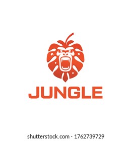 Gorilla and leaf logo combination. Simple and masculine logo design.